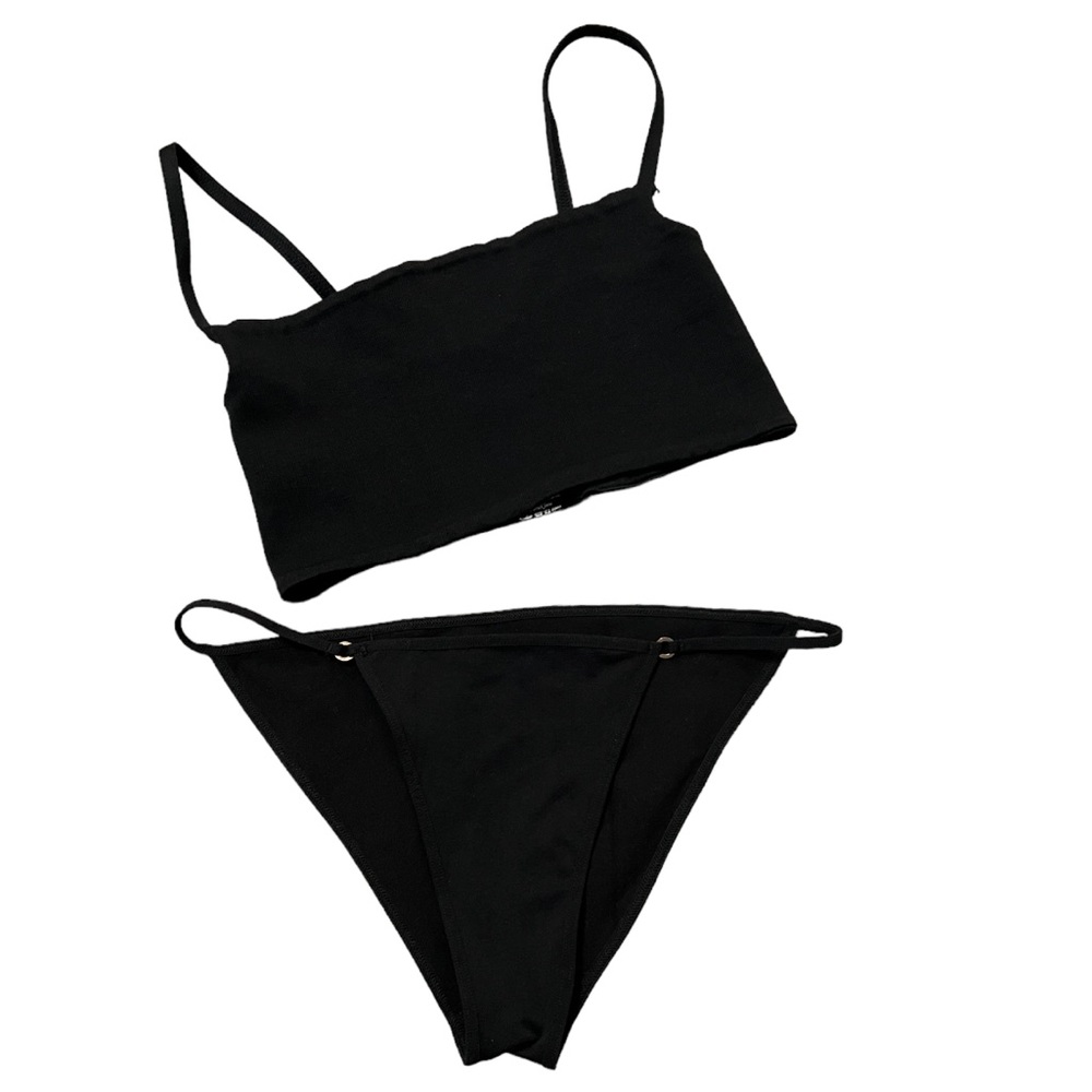 Free People Skinny Strap Tank Top & Barely There Bikini Panty Set Black M/L NWOT